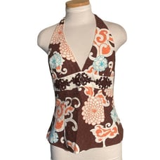 Trina Turk Beaded Floral Halter Top Size 8