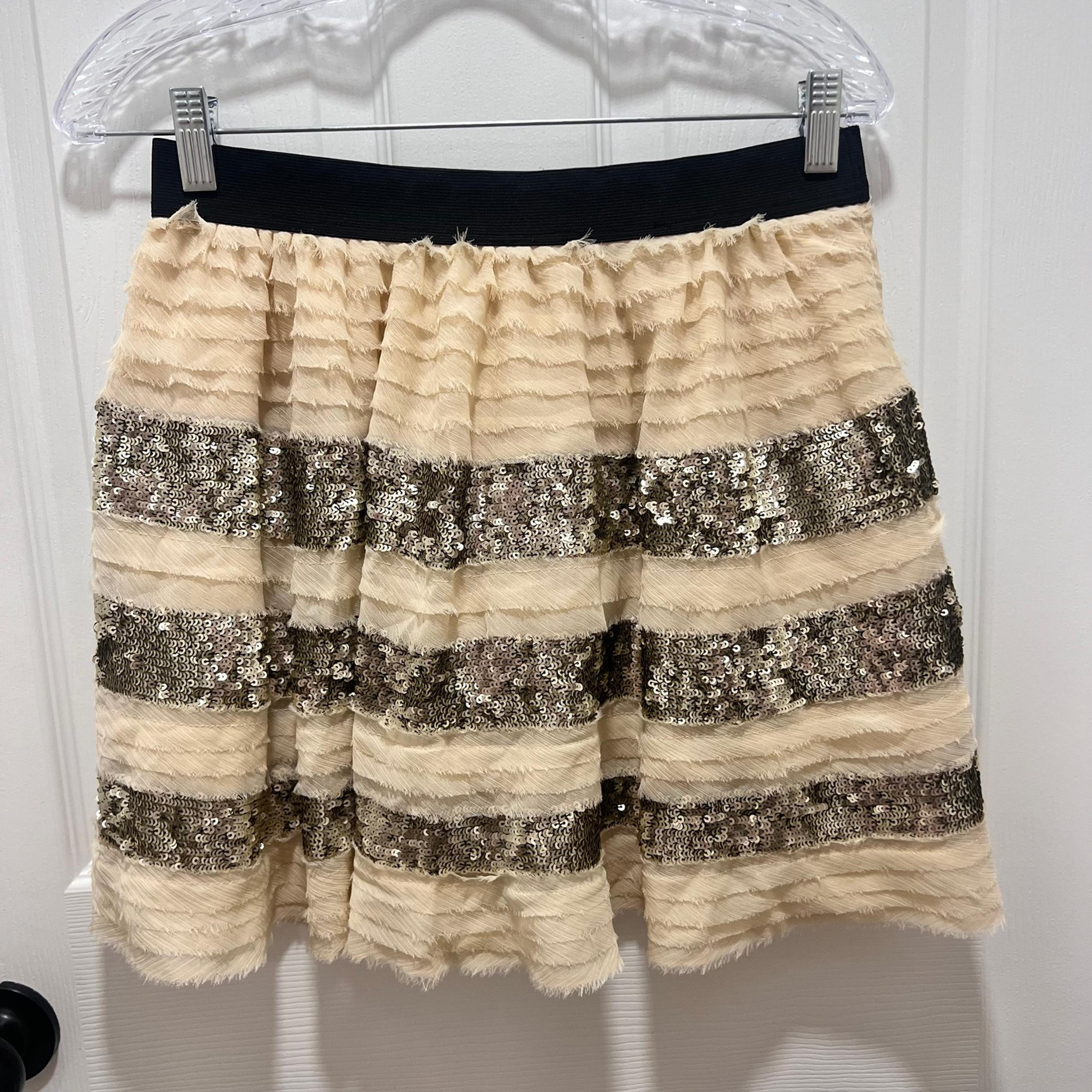 Free People Sparkle and Stripe Sequin Tiered Mini Skirt Women’s Bottoms size M