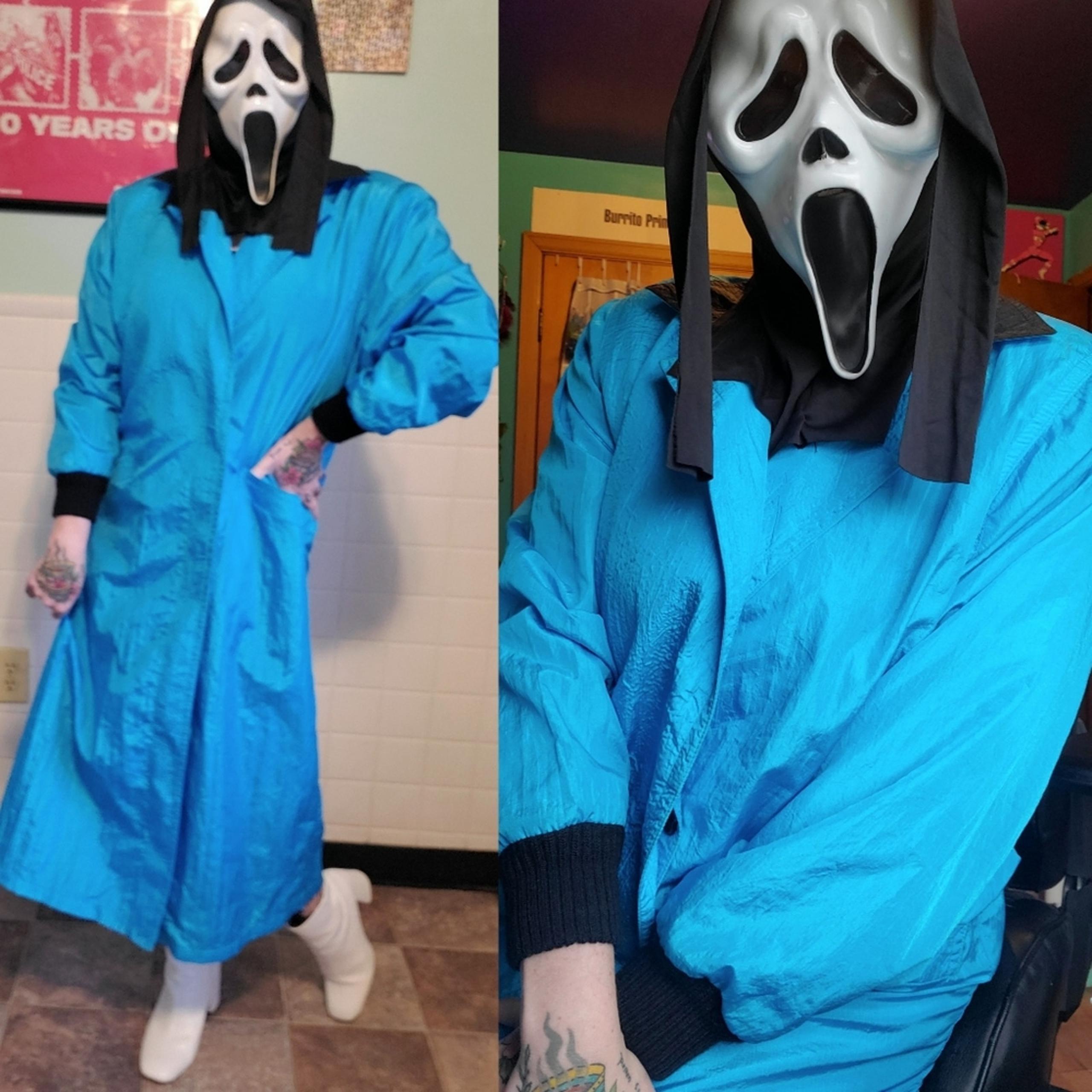 Vintage 80s Bright Blue Windbreaker Style Trench Coat Jacket Women's Size 10
