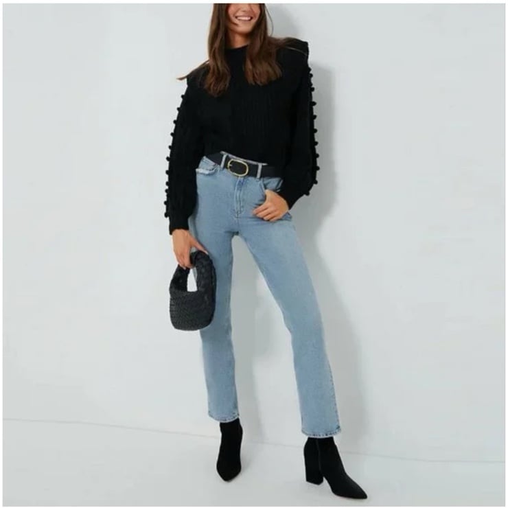 FARM RIO Black Braided Sweater