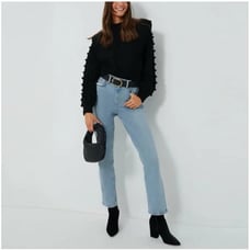 FARM RIO Black Braided Sweater