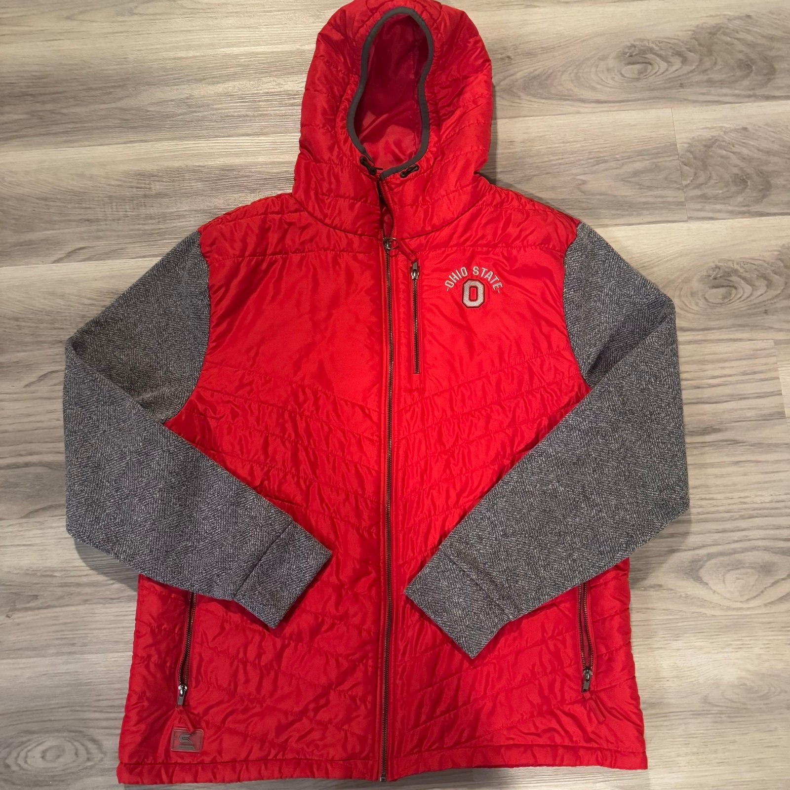 Colosseum Ohio State Men’s 2X Quilted Course Herringbone Hooded Zip Up Jacket