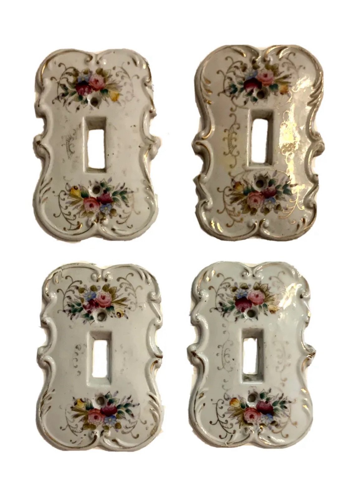 4X Vintage Arnart Creation Porcelain Wall Light Switch Plates JAPAN