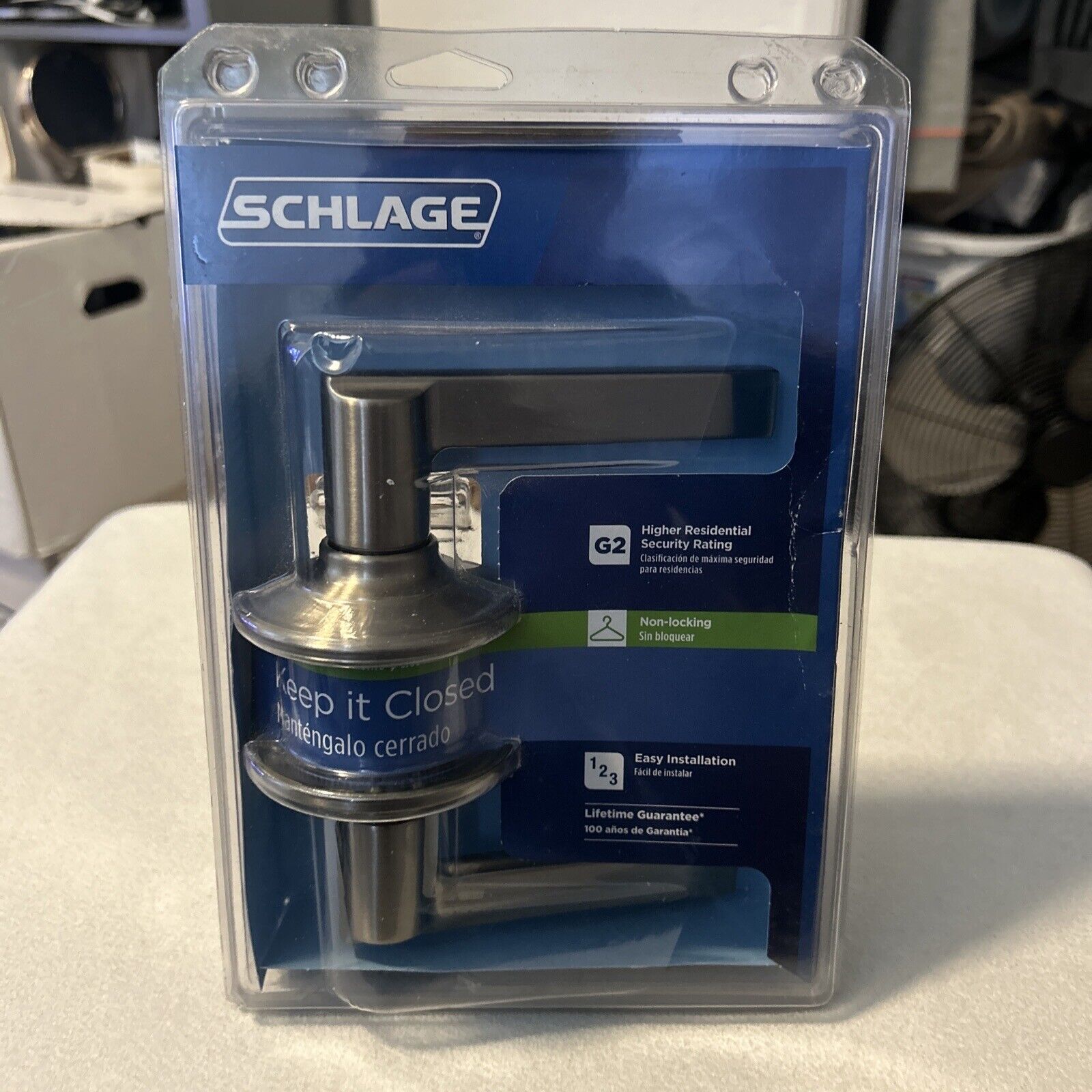 Schlage Merano Door Lever Satin Nickel Hall & Closet FA10 V MER 619