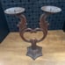Antique Cast Iron Heart Two Arm Double Candelabra Candle Holder Heavy Rare