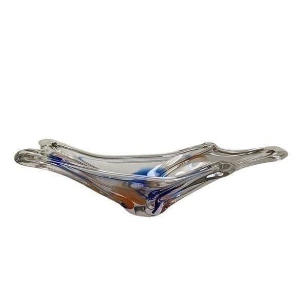 Retro Max Verboeket MCM Art Glass Fishtail Bowl Danish Signed