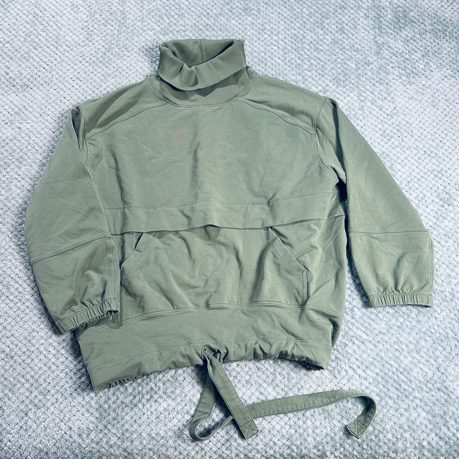 LULULEMON LA PACKABLE PULLOVER TO PILLOW TURTLENECK HOODIE WOMENS L GREEN