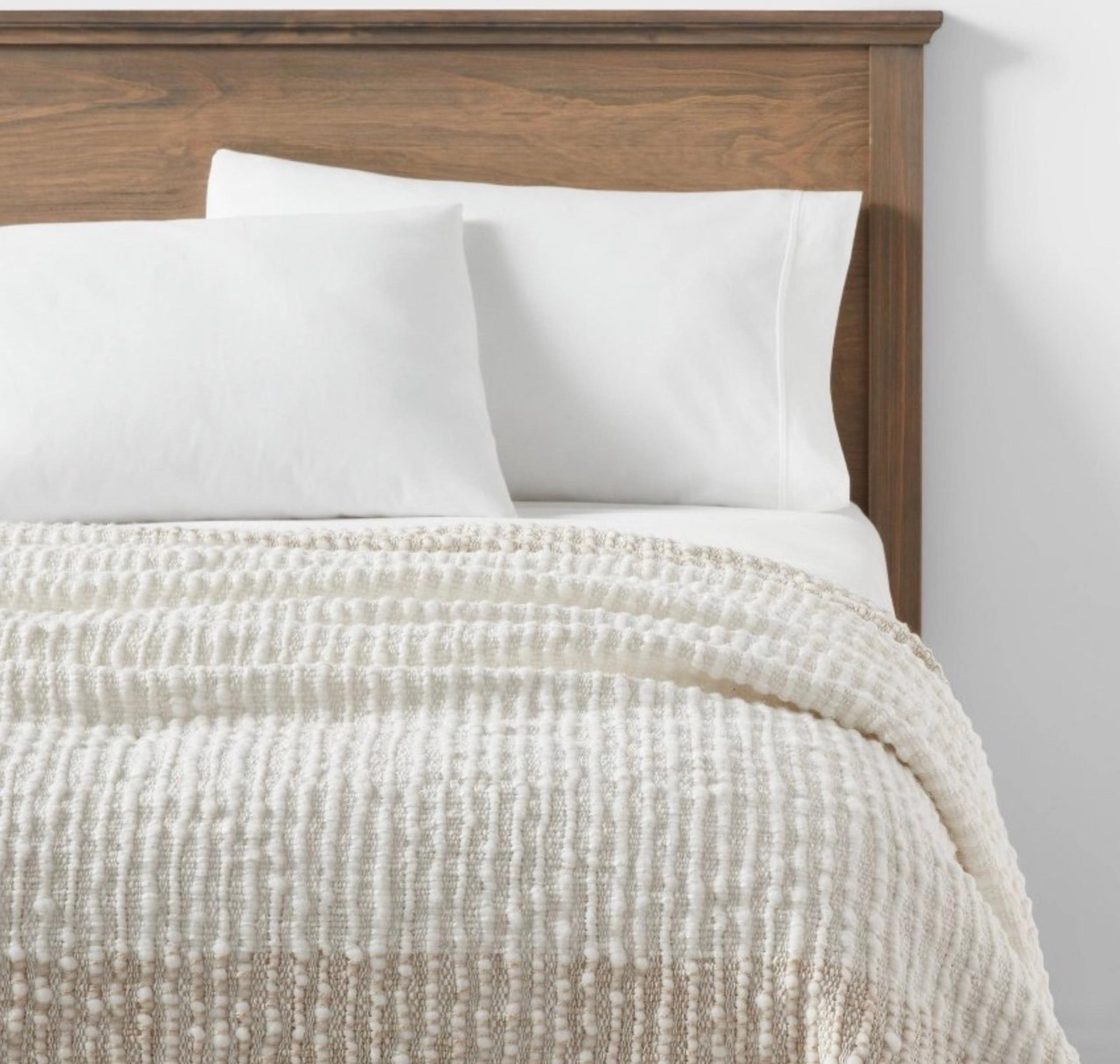 Chunky Woven Color Block Bed Throw White/ Natural - Threshold™