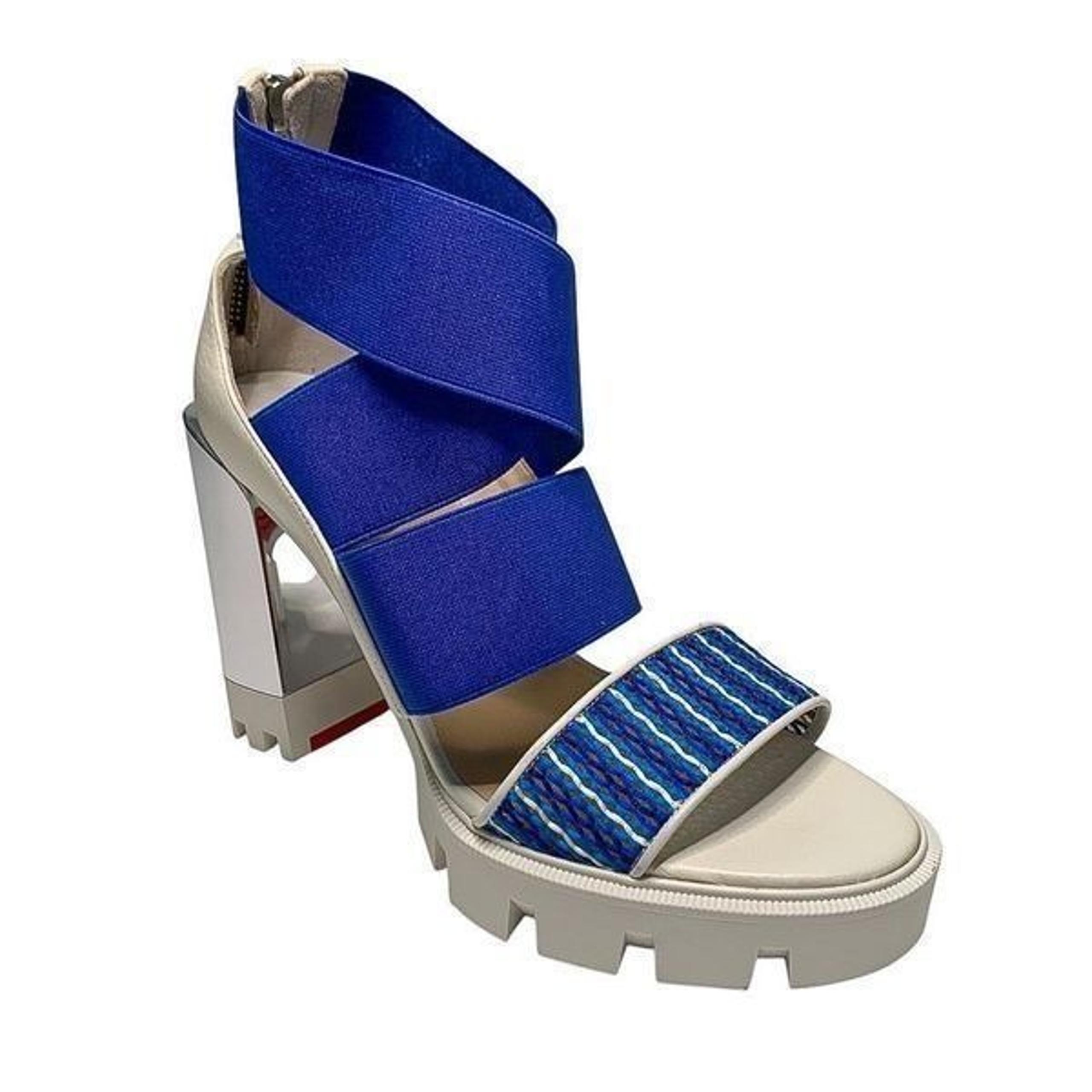 Christian Louboutin Patrouiagoma Metallic Heel Platform Sandals EU 36.5 US 6.5