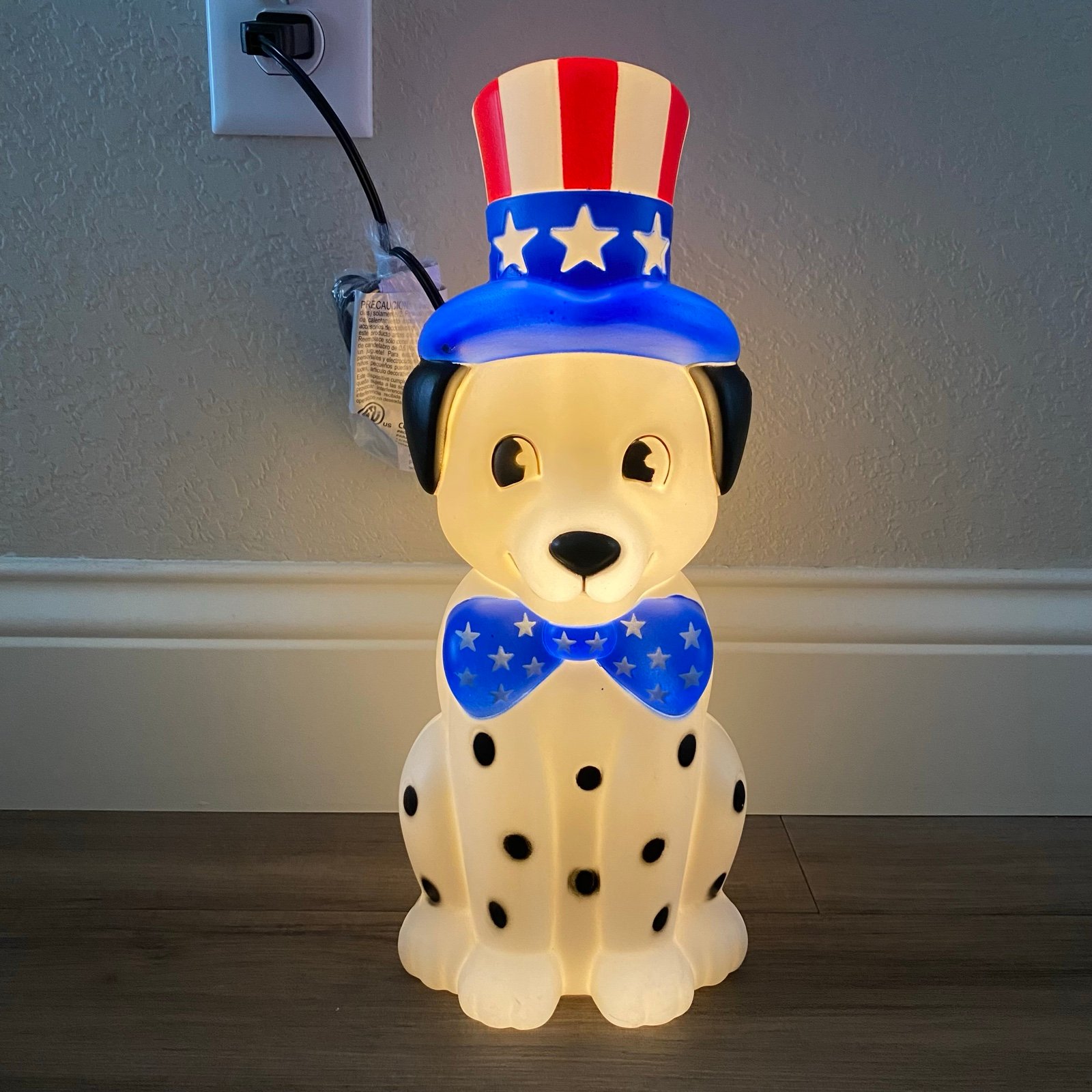 Gemmy Independence Day Lighted Blow Mold Indoor Decor Patriotic Dalmatian Puppy