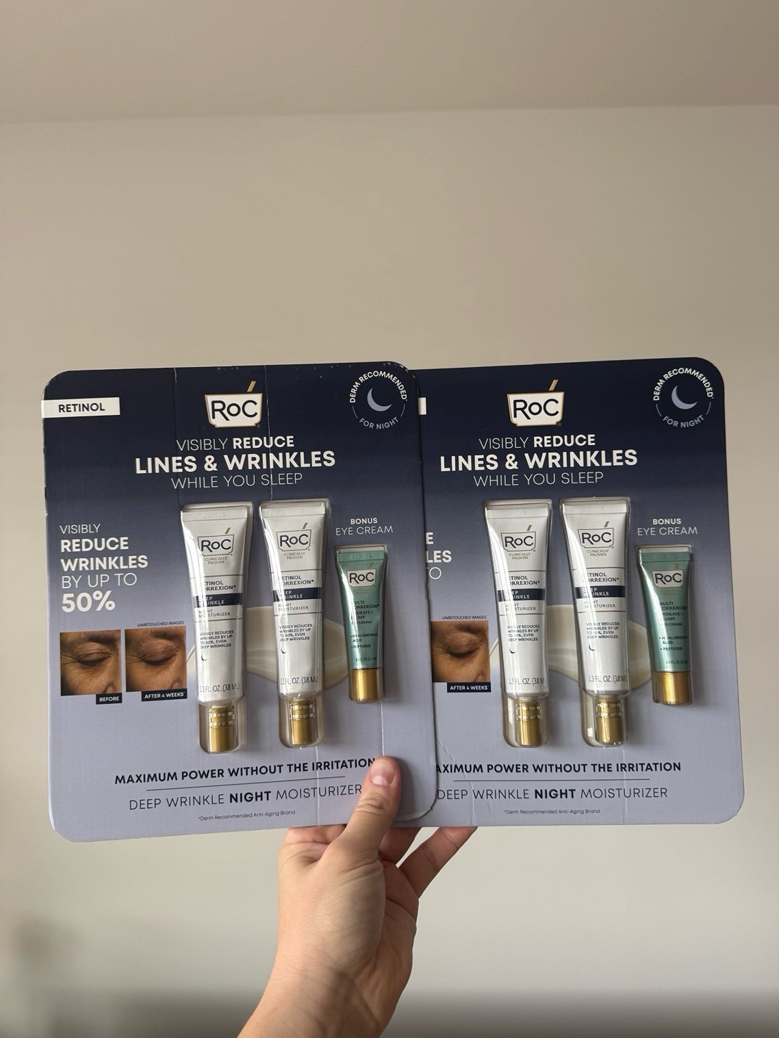 RoC Retinol Correxion Deep Wrinkle Night Cream 1.3 Oz 2-pack + Eye Cream 0.4 oz