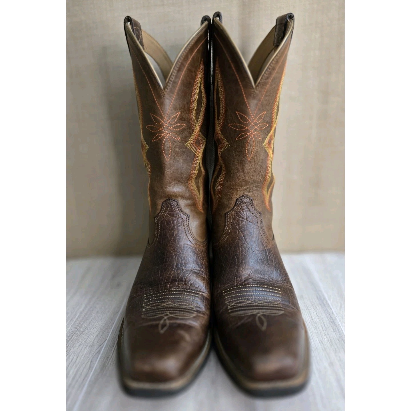 ARIAT Round Up Narrow Square Toe II Western Cowgirl Brown Leather Boots Women 7B