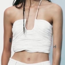 Zara Draped Halter Top, Color: White, Size: L, NWOT