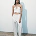 Zara Draped Halter Top, Color: White, Size: L, NWOT