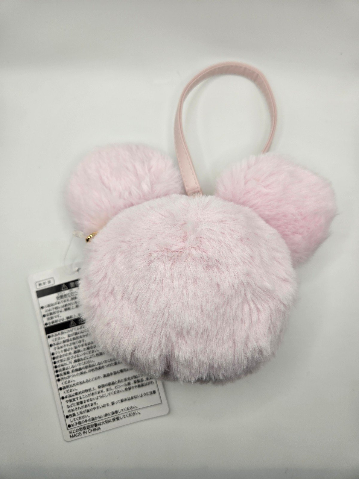 Tokyo Disney Resort Mickey Shaped Pink Fluffy Bag Pouch