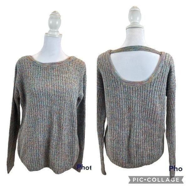 Eric + Lani Multicolor Knit long Sleeve Open Back Sweater Size Medium