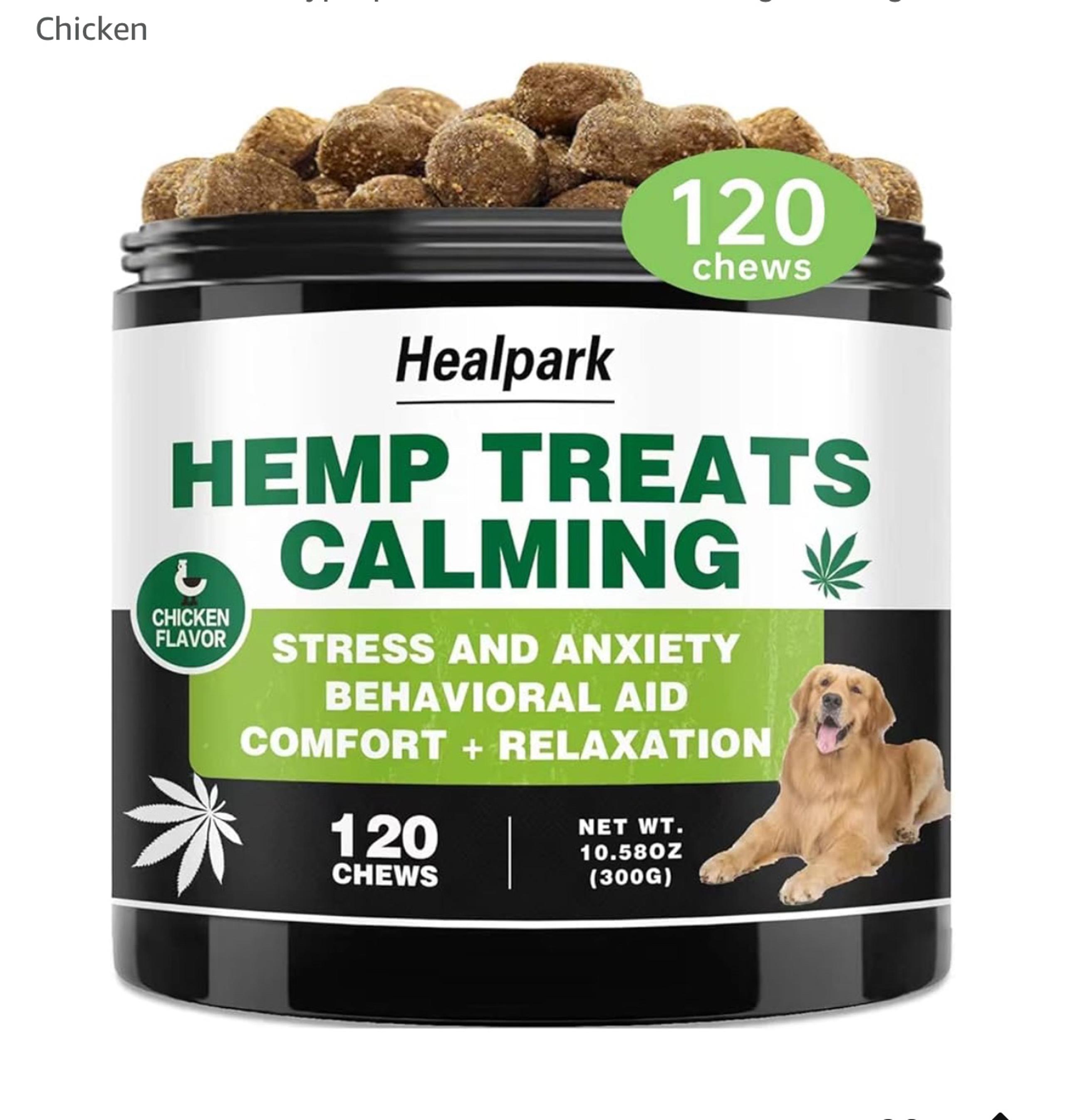 New/Sealed/Not Exp Bottle of HealPark Hemp Calming Treats for Dogs 120 count