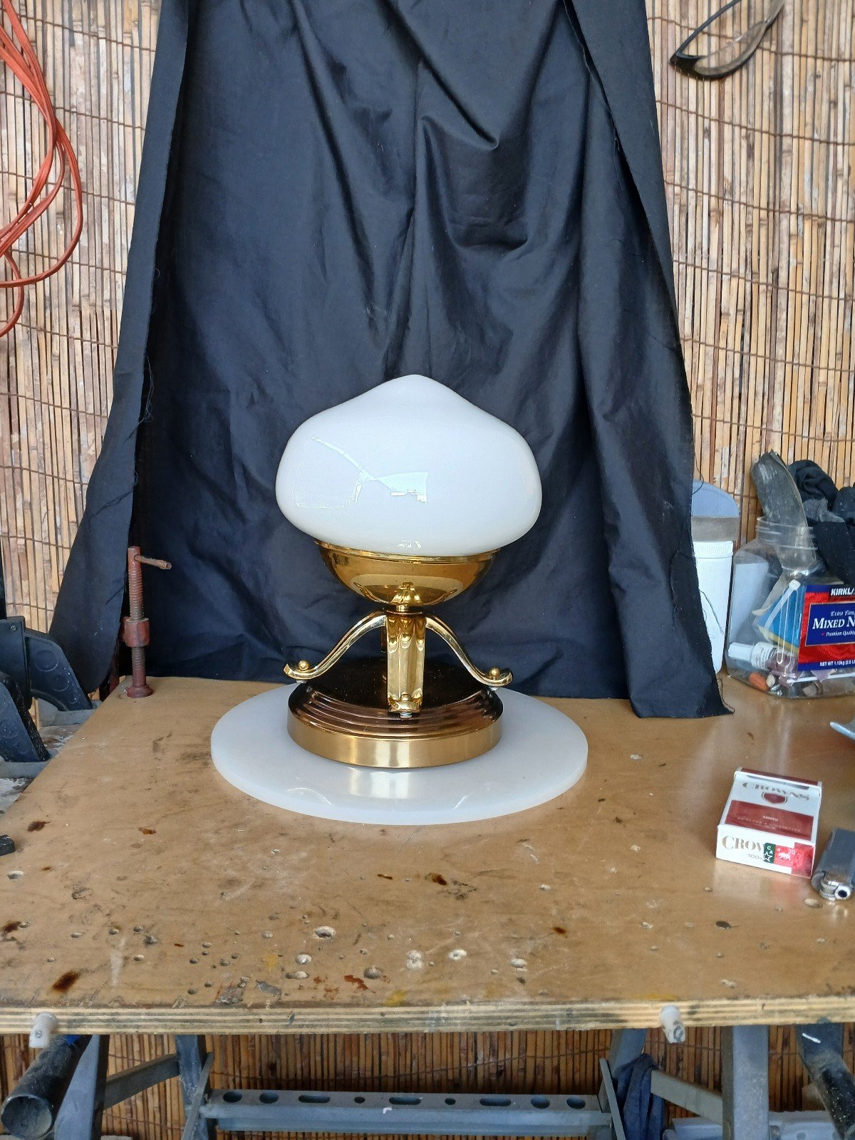 Brass and Glass table lamp mcm