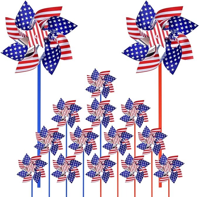 15pcs DIY American Patriotic Stars and Stripes Pinwheels