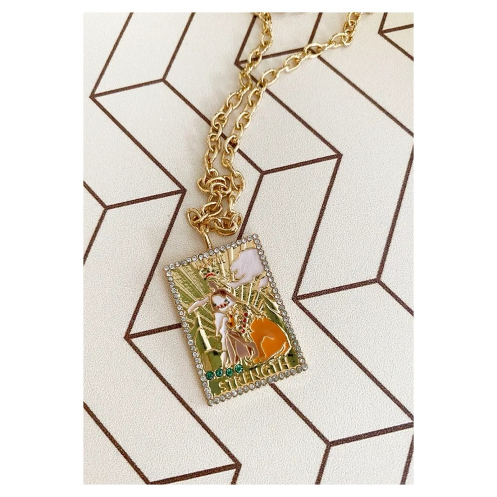 Baublebar Strength Tarot Card Necklace Gold