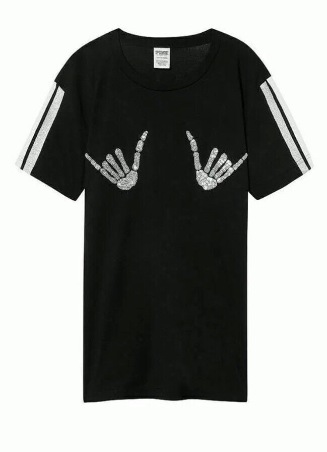 Victoria’s Secret Pink Hang Loose Ghosting You Sequin Halloween T-Shirt small