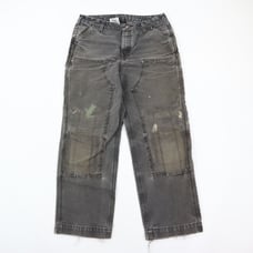 Thrashed Carhartt Double Knee Pants Sun Faded Black Distress Grunge 32 x 28