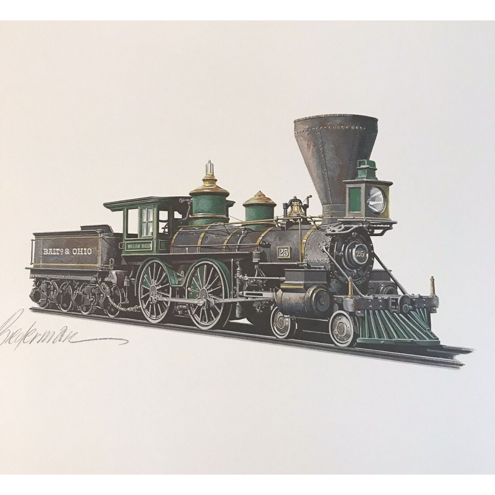 Baltimore & Ohio Railroad Lithograph Print J. D. Biederman William Mason