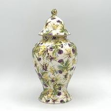 Vintage Wade England # 14 Purple Chintz Thistle Flower 8'' Ginger Lidded Jar