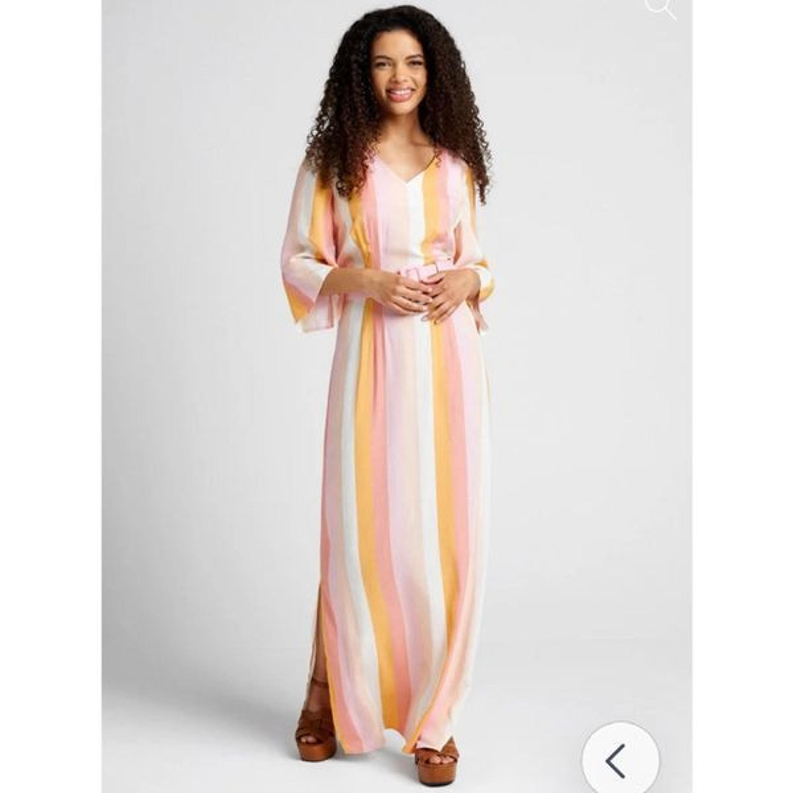 ModCloth Collectif Stripe Sorbet Soiree Maxi Dress Pink Multicolor Resortwear 6