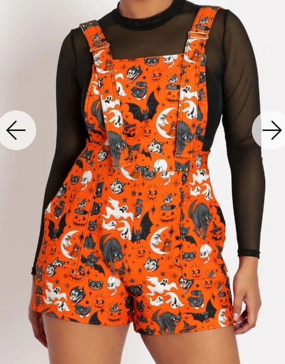 Blackmilk Halloween Pumpkin Short Overalls- SIZE XL