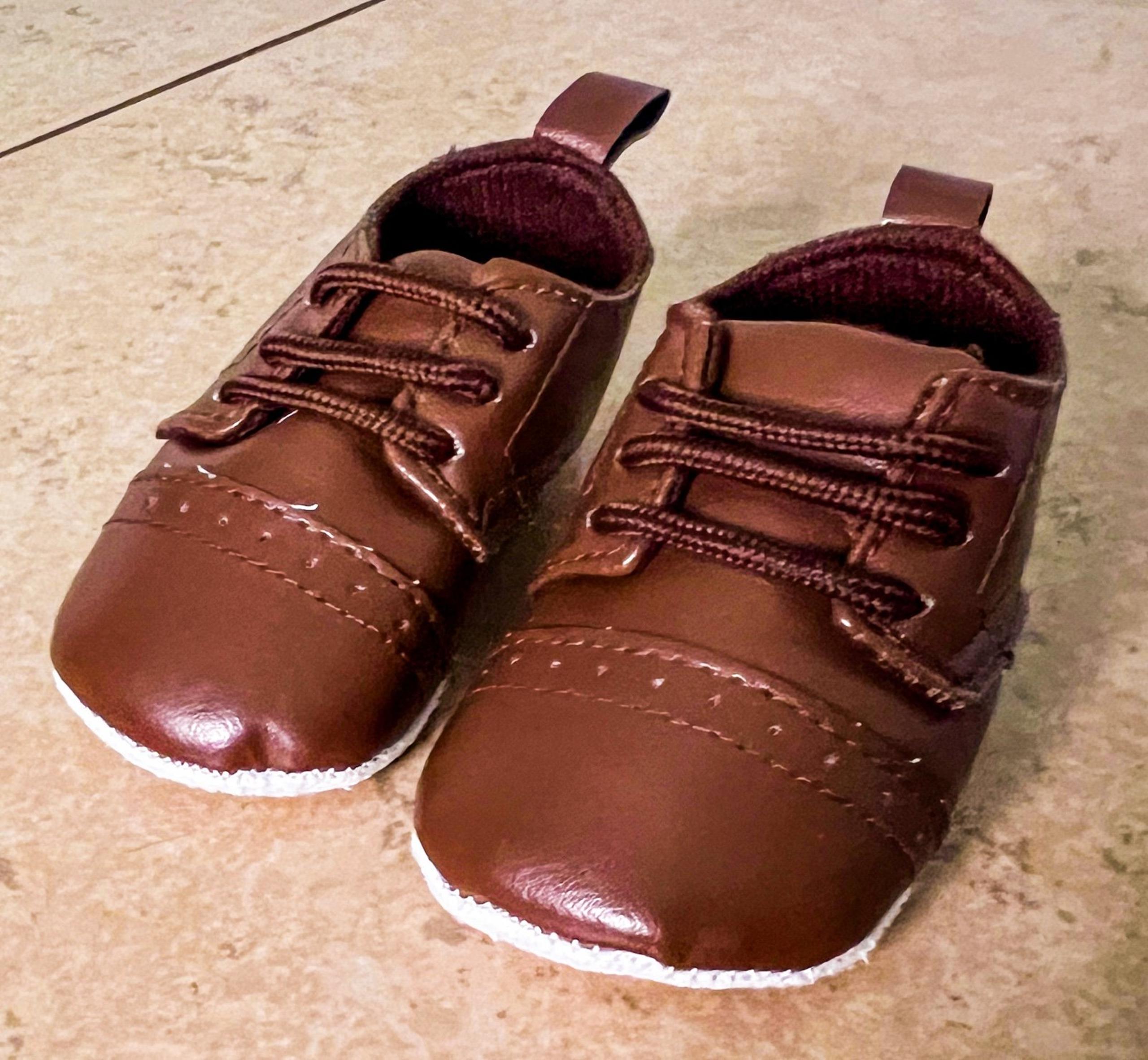 Little Treasures Brown Newborn Dress Shoes Size 0-6 Months