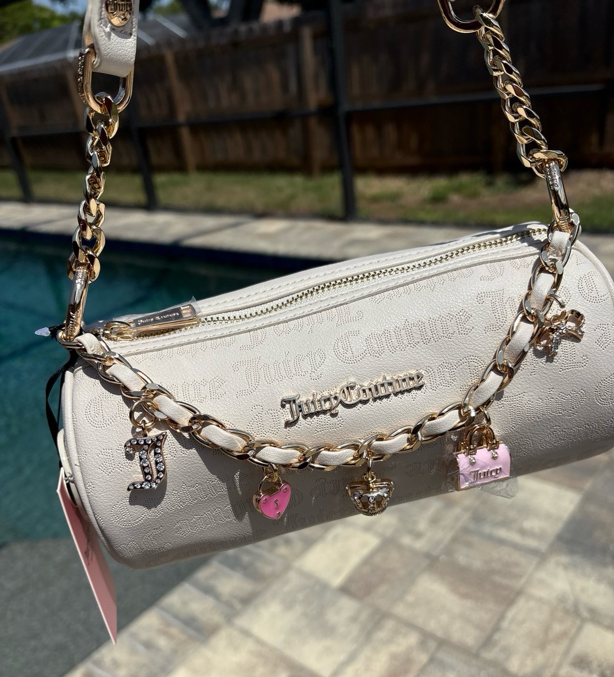 NEW! Juicy Couture Princess Charming Shoulder Barrel Bag Purse-Crystal