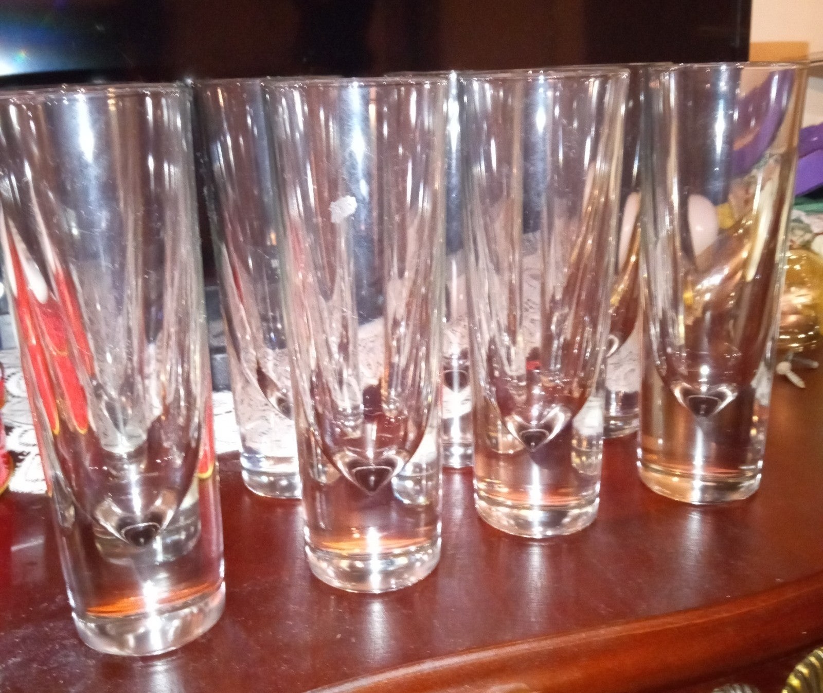 8 Murano Italy, possibly Carlo Moreti Heavy Bottom Oils er Glasses.