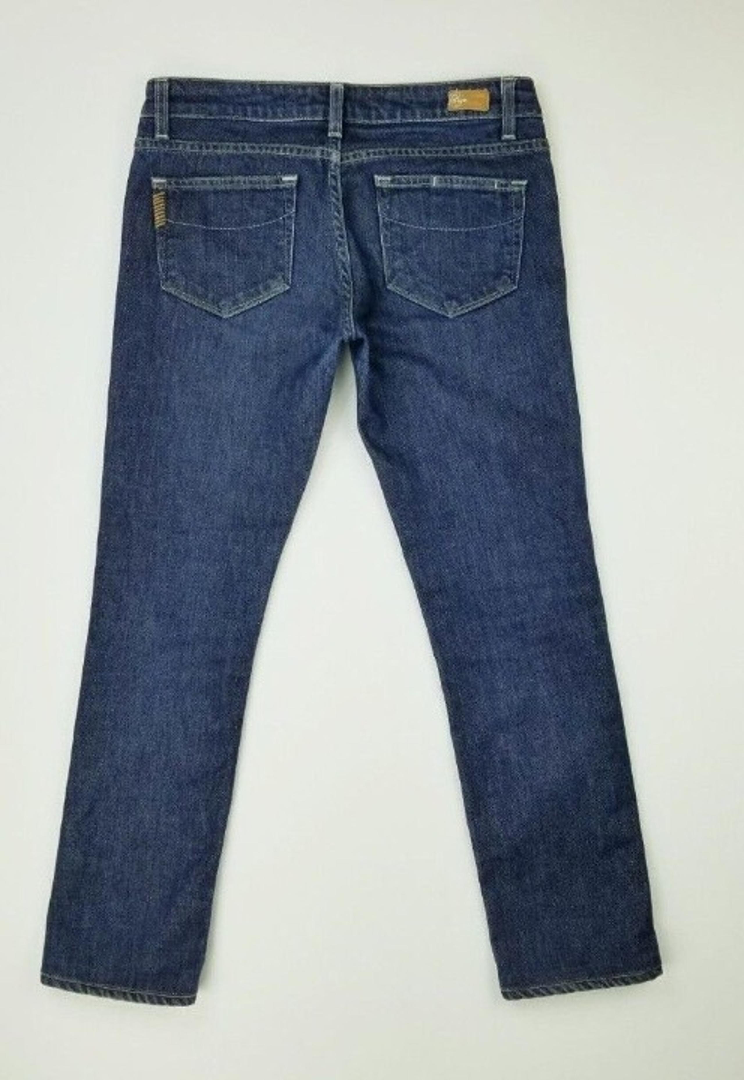 Paige 28X28 Roxbury Womens Cropped Blue Denim Logo Tag 98 Cotton 2 Spandex Jeans
