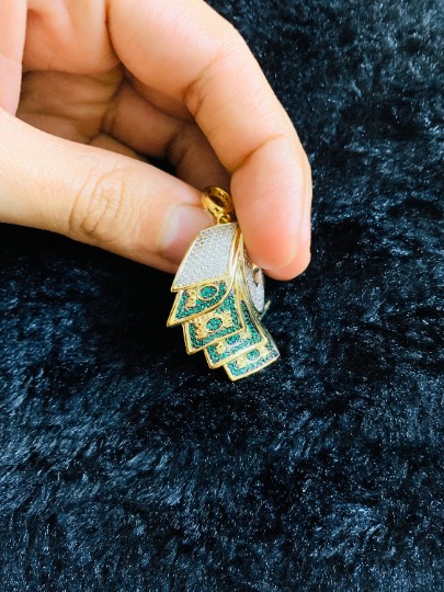 14k Gold Finish Money Roll Toilet Paper Hip Hip Men Women Pendant w/ Rope Chain