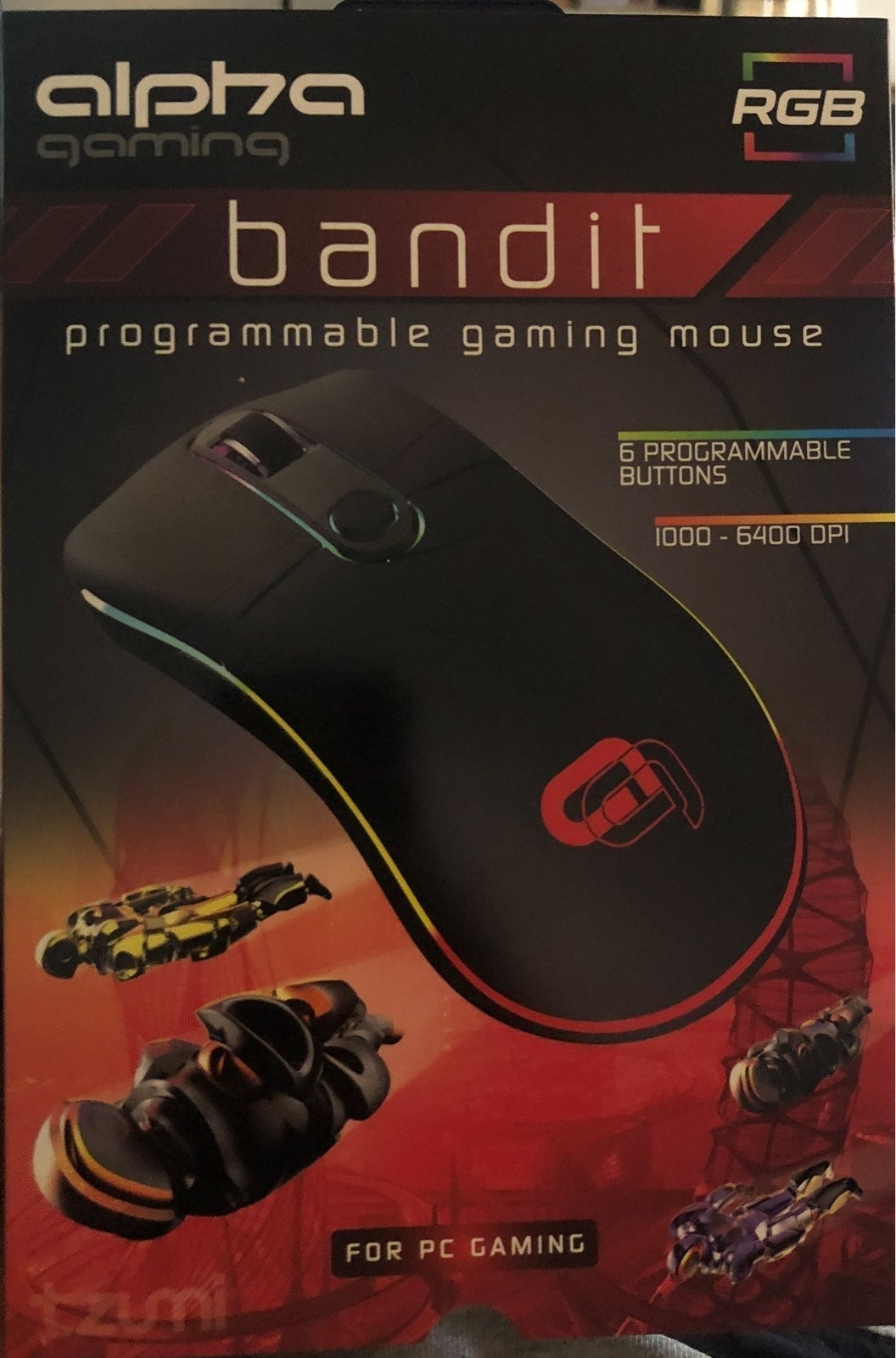 New TZUMI Alpha Gaming BANDIT Programmable USB RGB Gaming Mouse TZUMI Alpha Gam