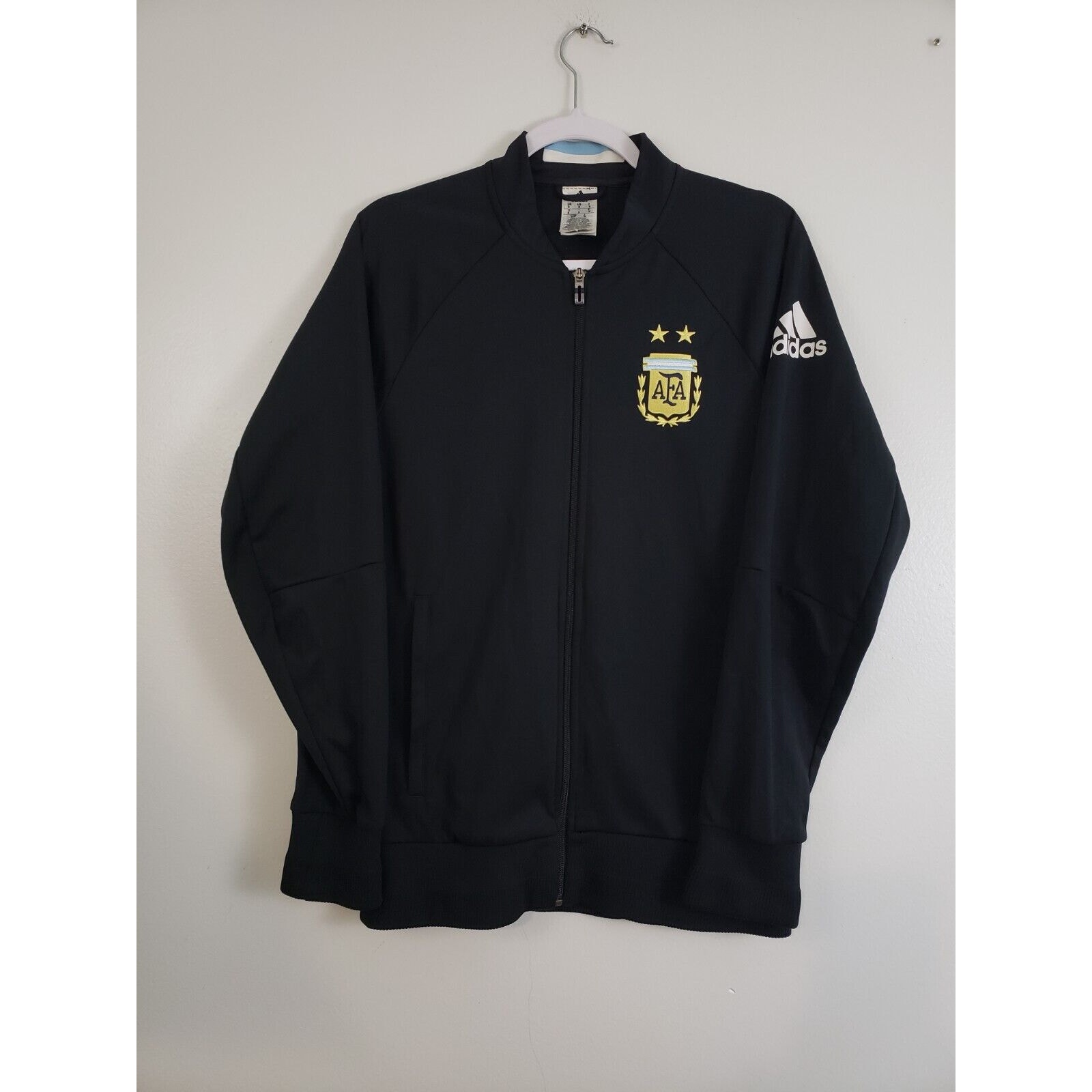 (J5) Adidas Argentina Anthem Jacket Soccer World Champions Size S Black 2015