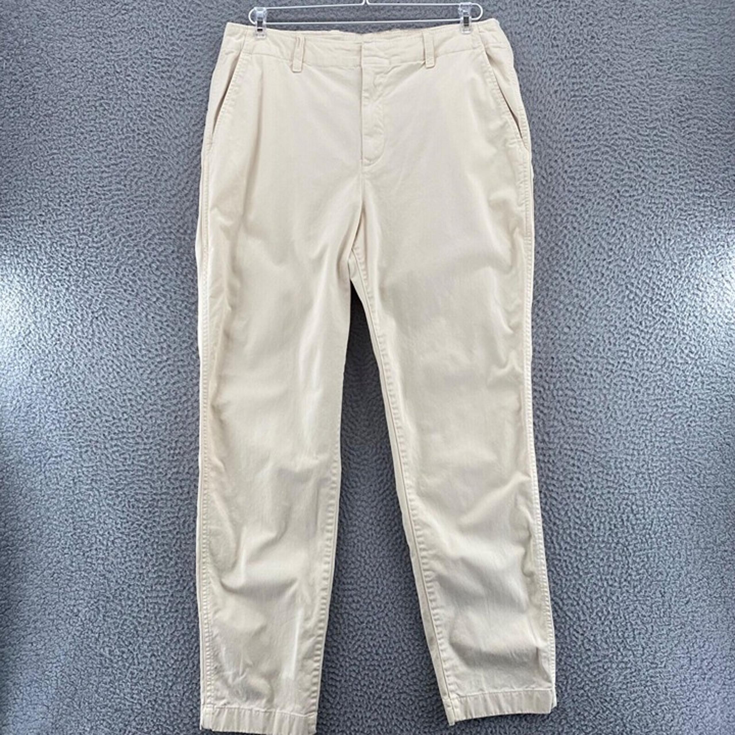 Gap Pants Womens 14 Tall Downtown Khaki Ivory Twill Chino Tapered Pockets Casual