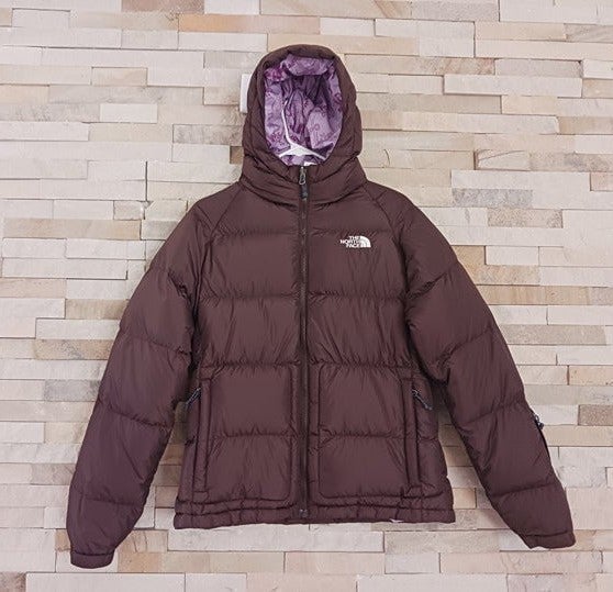 North Face Womens Medium Brown Nuptse Puffer Jacket Pink Goose Down Winter Coat
