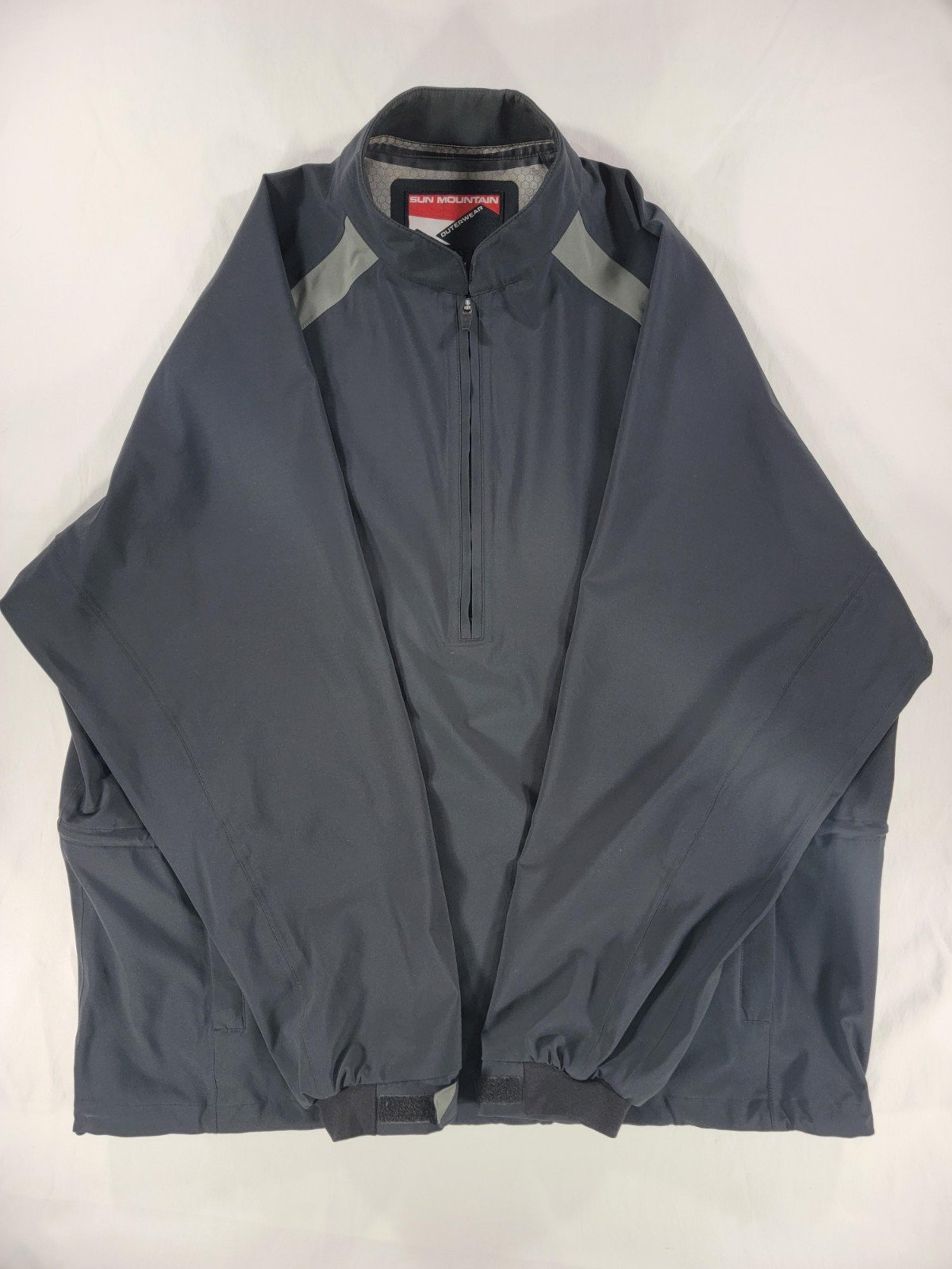 Sun Mountain Mens 2XL Black Windbreaker Rain Jacket Golf Half Zip Stretch