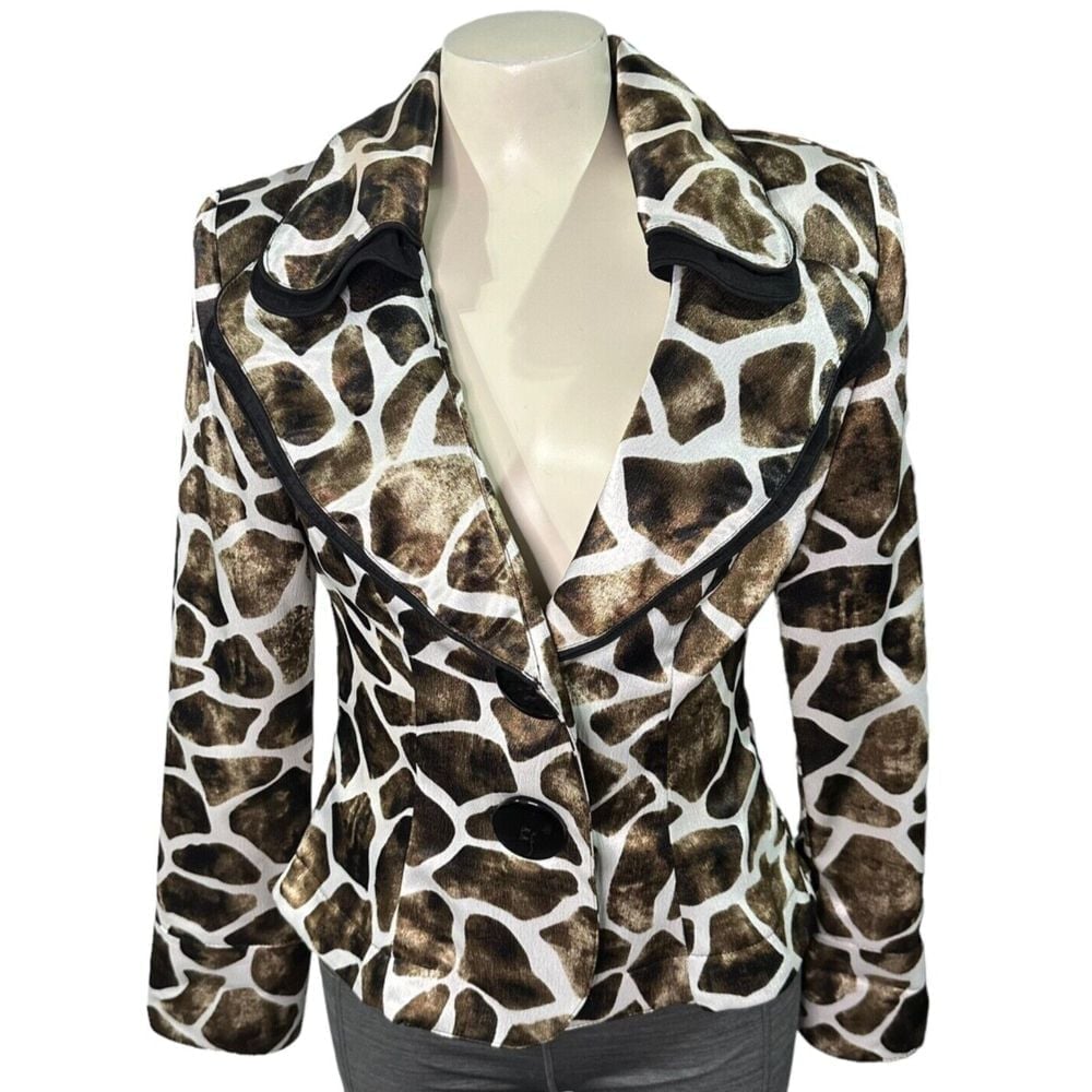 VINTAGE Design Today's Women's Blazer Jacket Coat Animal Print Giraffe Size S