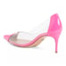 New Schutz Garthy Transparent Pumps Stiletto Multi Neon Pink 3” Size 6B Brazil