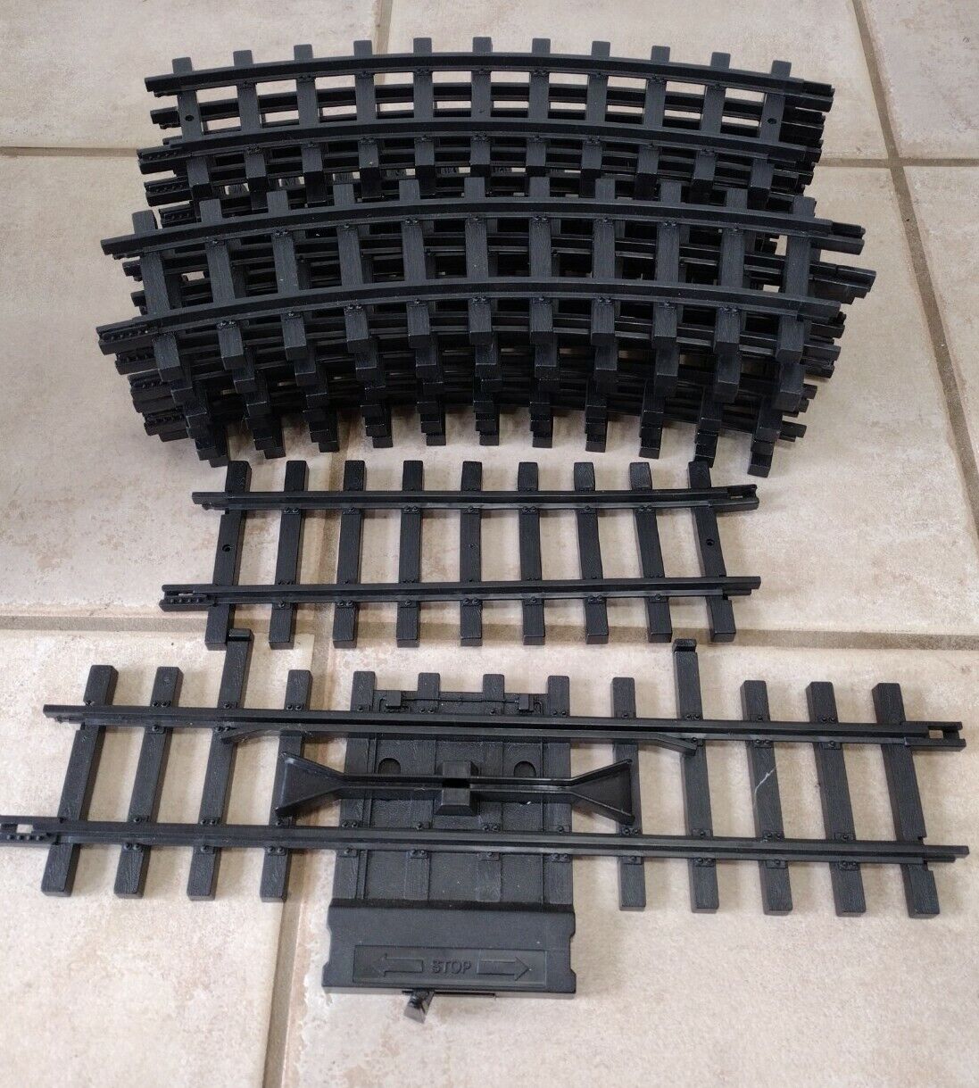 Vtg NEW BRIGHT 1986 Plastic G Scale Train Track 12 Curved 1 Straight 1 Switcher