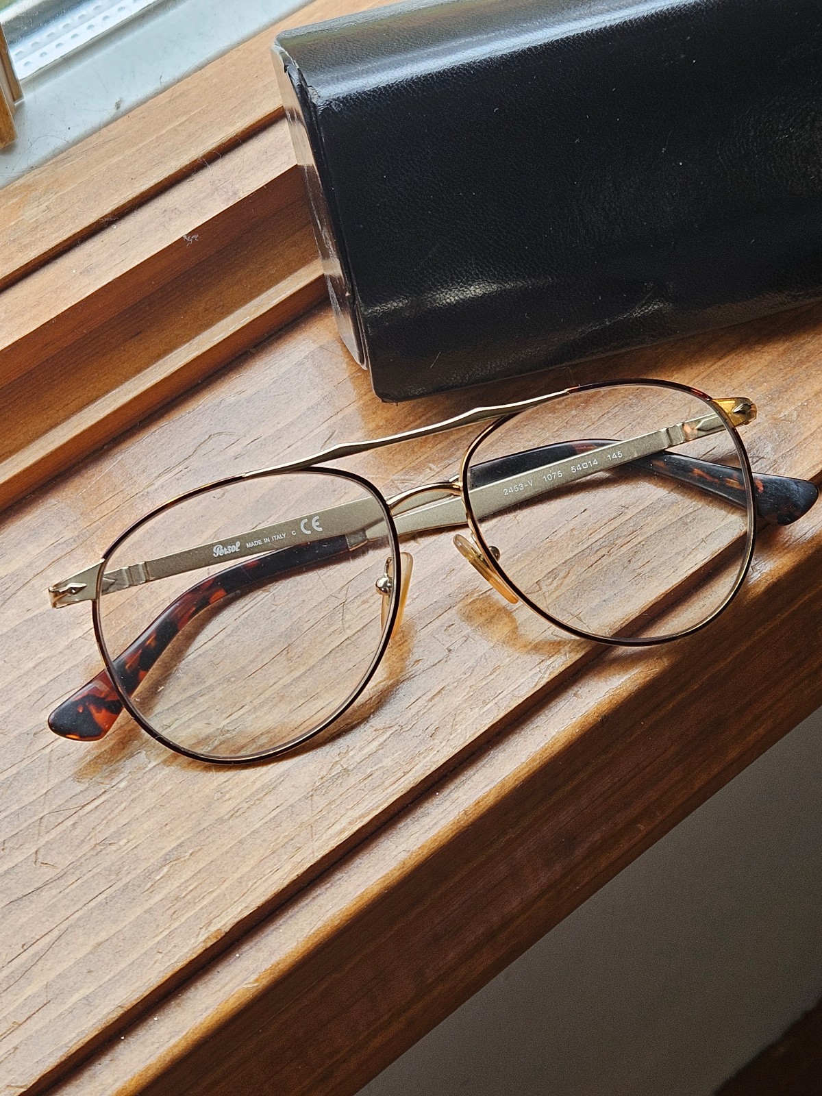 Persol Aviator Reading Glasses 2453-V 1075 54-14 Gold & Tortoise Frames Reader