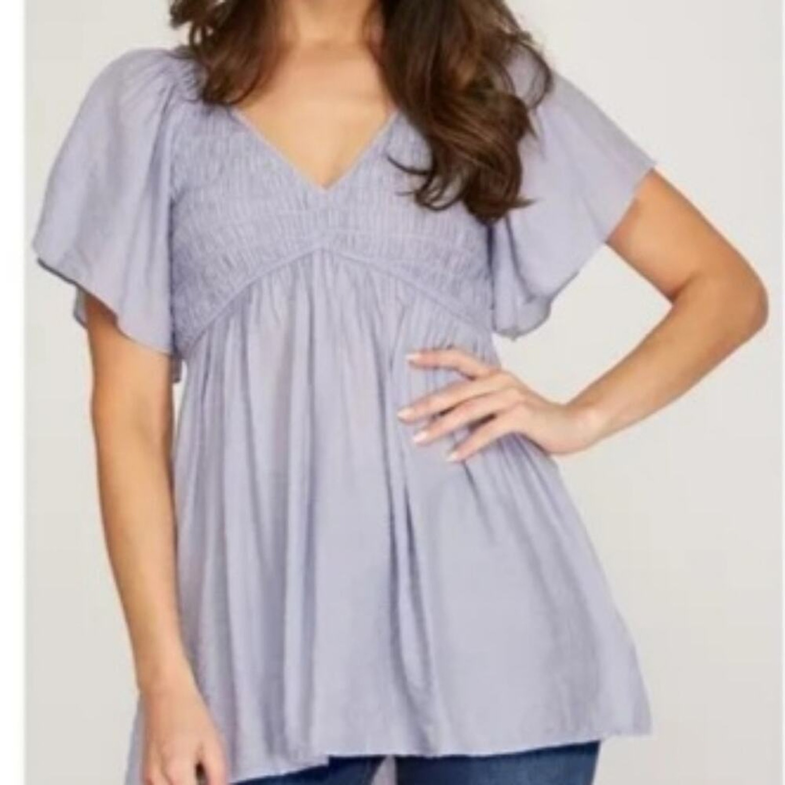 SHE & SKY PETAL SLEEVE LAVENDER BLOUSE