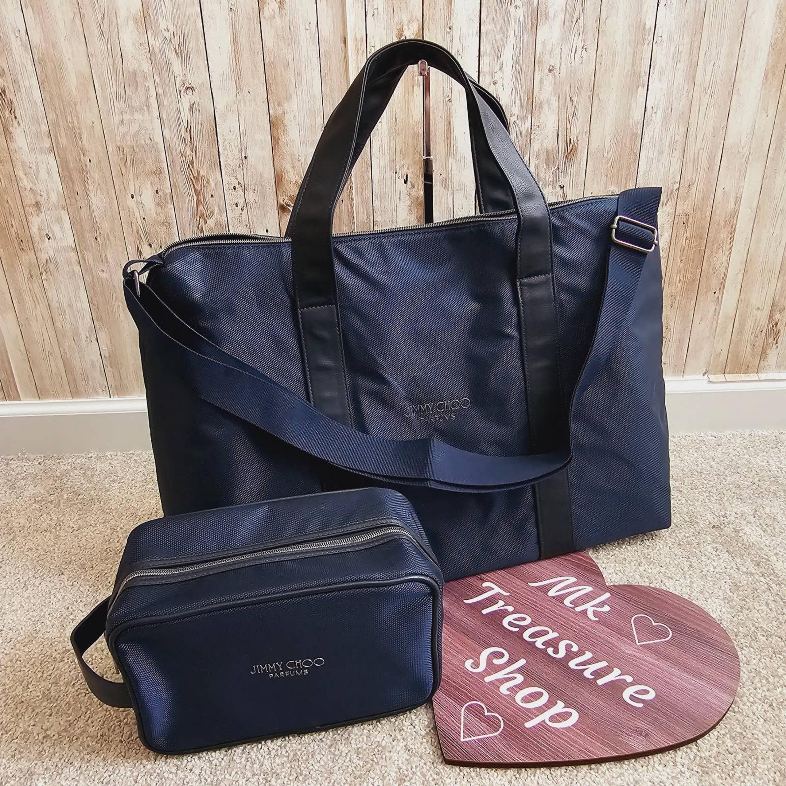 travel bag + Toiletry bag gym, Weekender blue - Jimmy Choo
