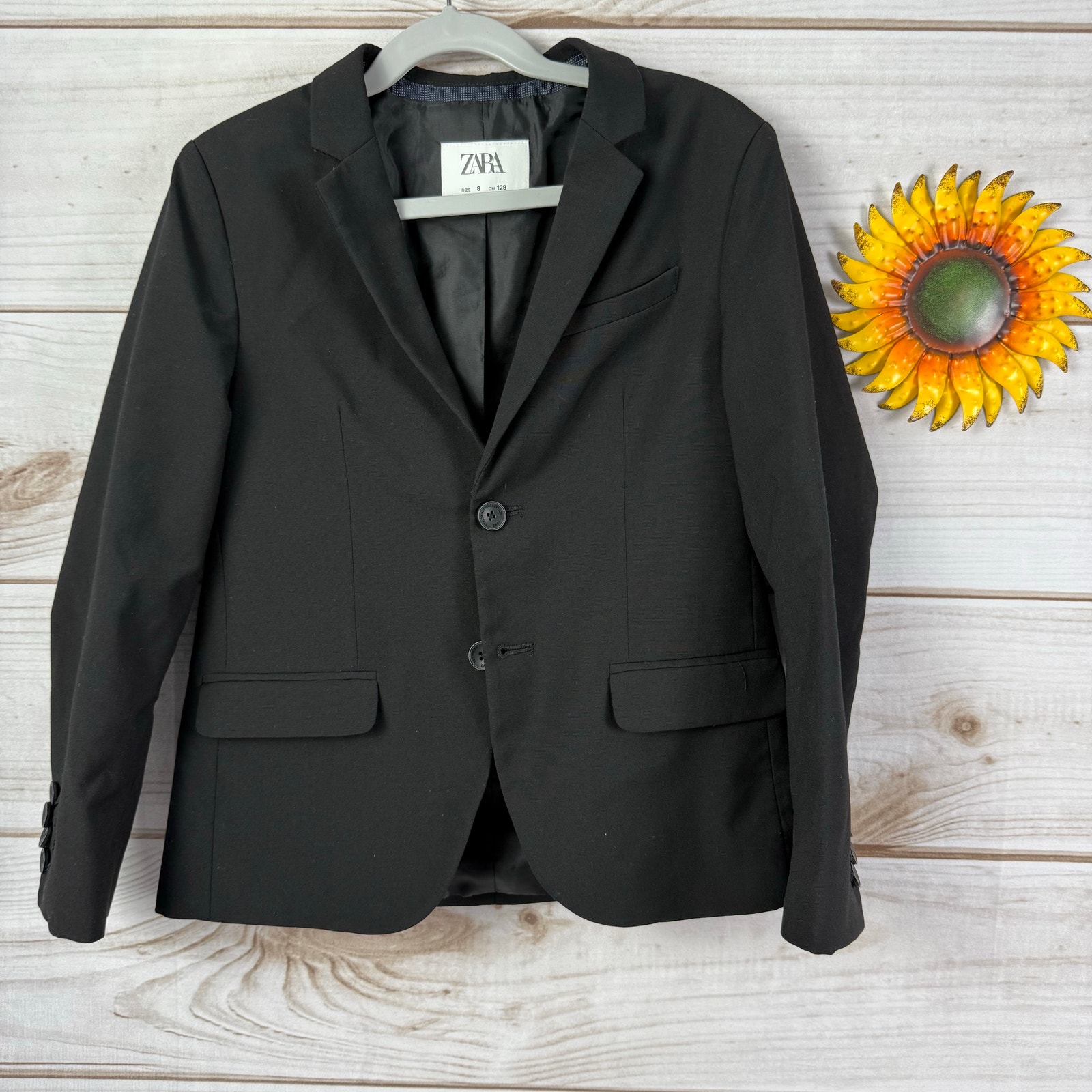 zara kids tailored fit black blazer size 8