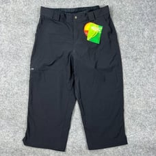 LL Bean Cycling Capris Padded Shorts Women Small Black Adjustable Nylon NEW