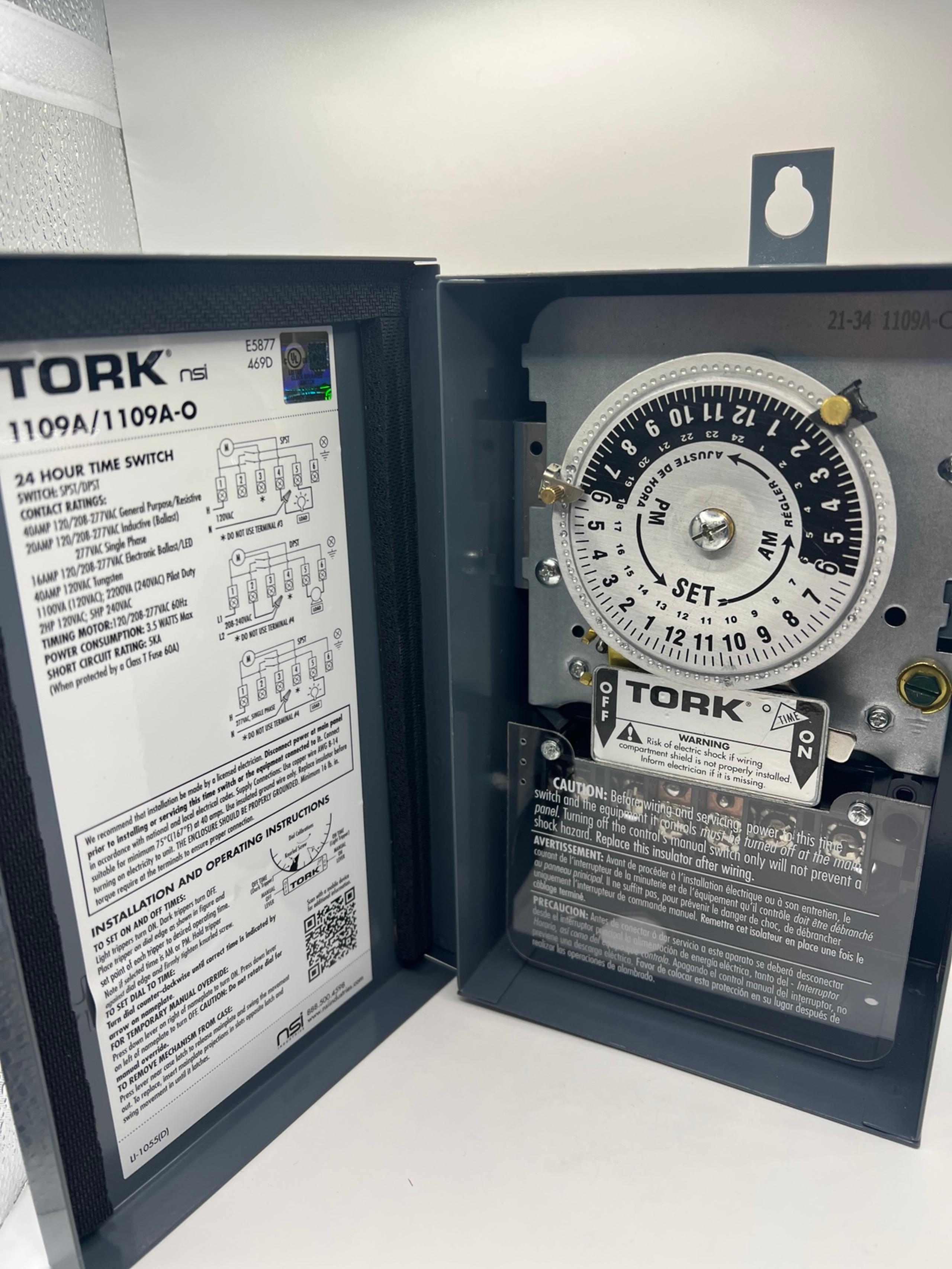 TORK Electromechanical Timer: 24 hr, 120V AC, DPST, Mechanical