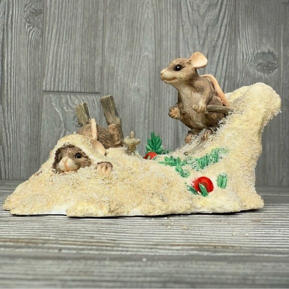Vintage Silvestri Hot Doggin Charming Tails mouse skiing Christmas figurine